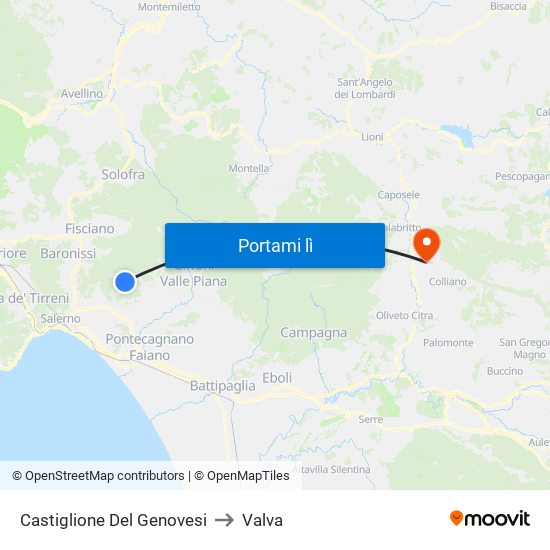 Castiglione Del Genovesi to Valva map