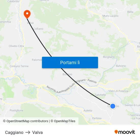 Caggiano to Valva map