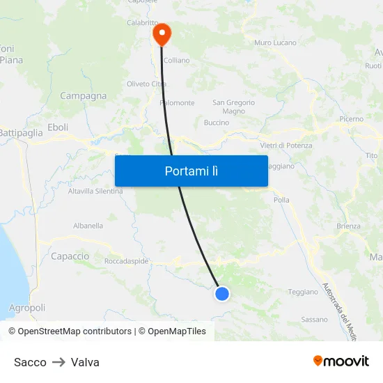 Sacco to Valva map