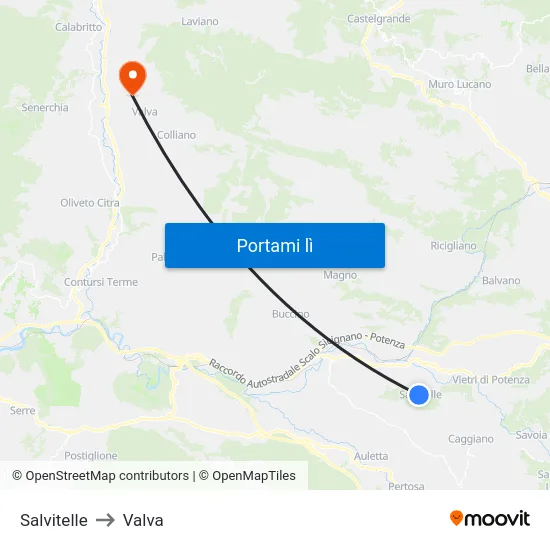 Salvitelle to Valva map