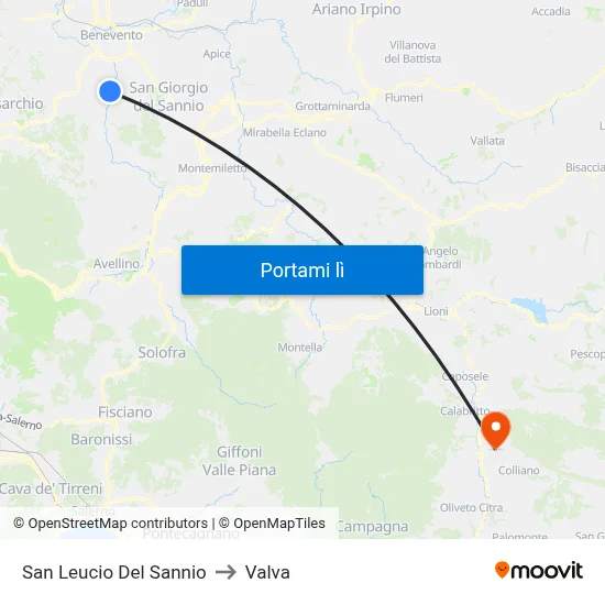 San Leucio Del Sannio to Valva map