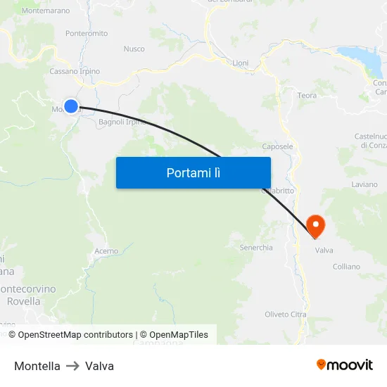 Montella to Valva map