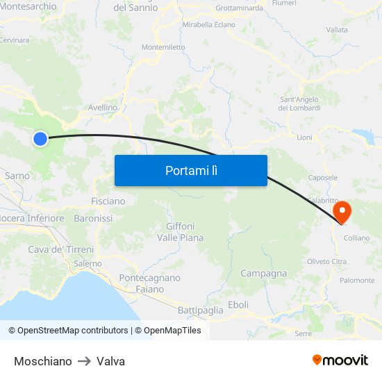 Moschiano to Valva map