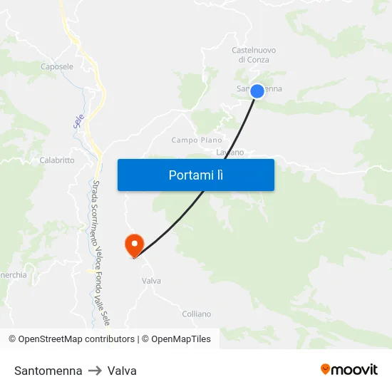 Santomenna to Valva map