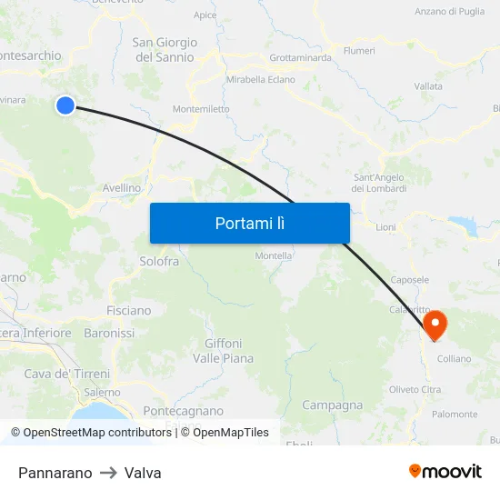 Pannarano to Valva map