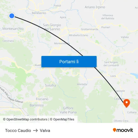 Tocco Caudio to Valva map