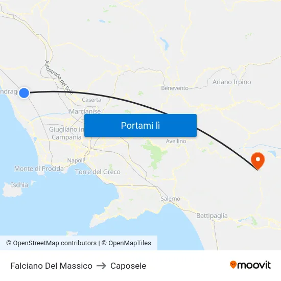 Falciano Del Massico to Caposele map