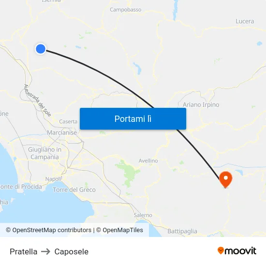 Pratella to Caposele map