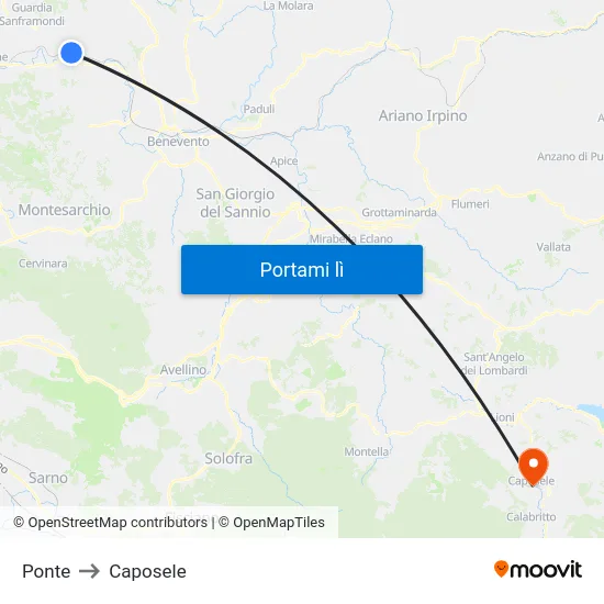 Ponte to Caposele map