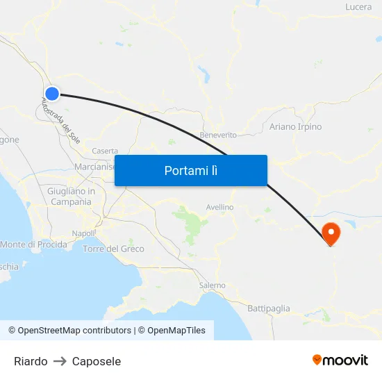 Riardo to Caposele map