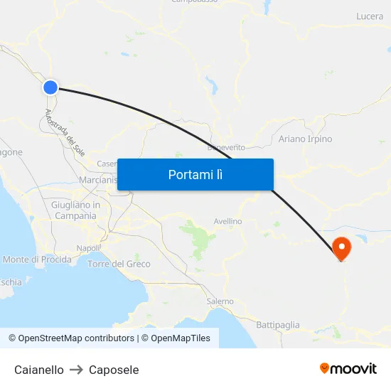 Caianello to Caposele map