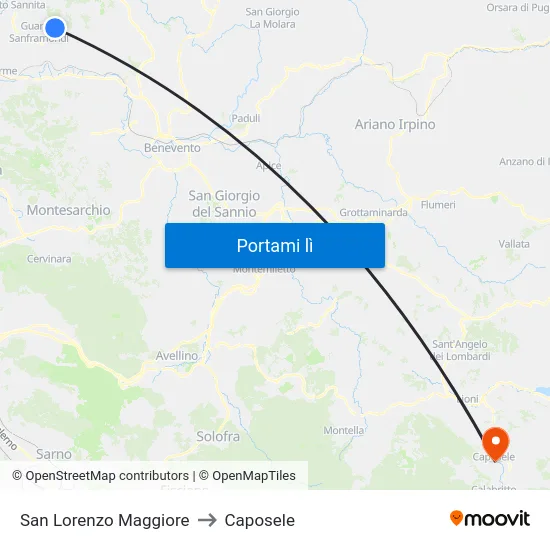 San Lorenzo Maggiore to Caposele map