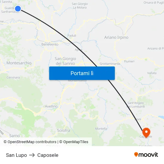 San Lupo to Caposele map