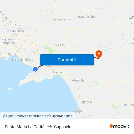 Santa Maria La Caritã to Caposele map