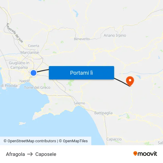 Afragola to Caposele map