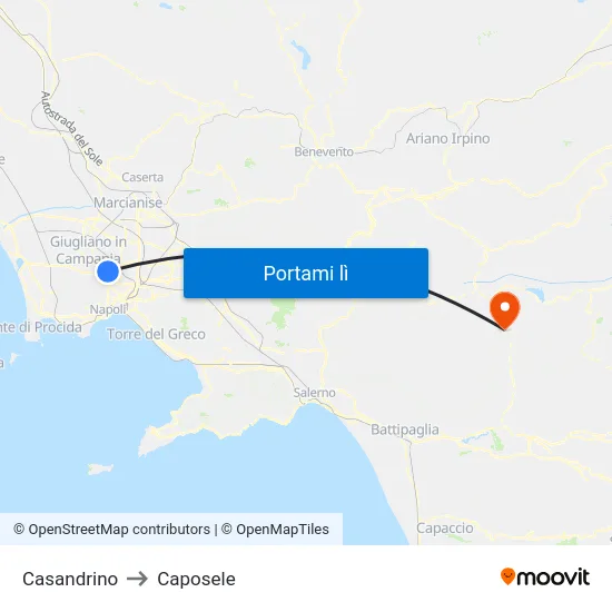 Casandrino to Caposele map