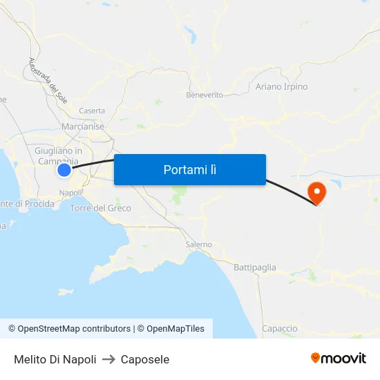 Melito Di Napoli to Caposele map