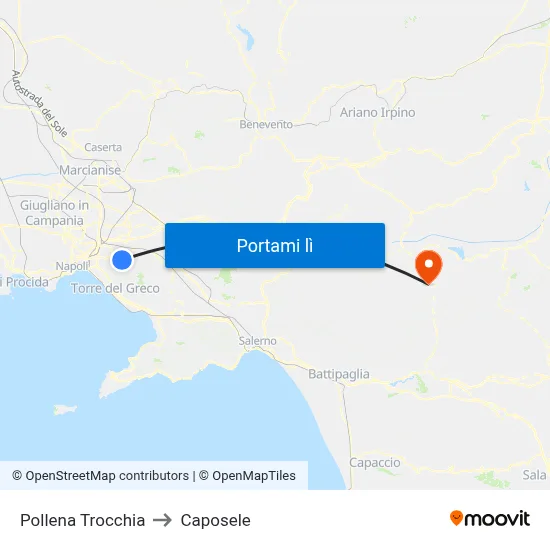 Pollena Trocchia to Caposele map