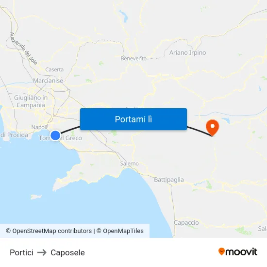 Portici to Caposele map