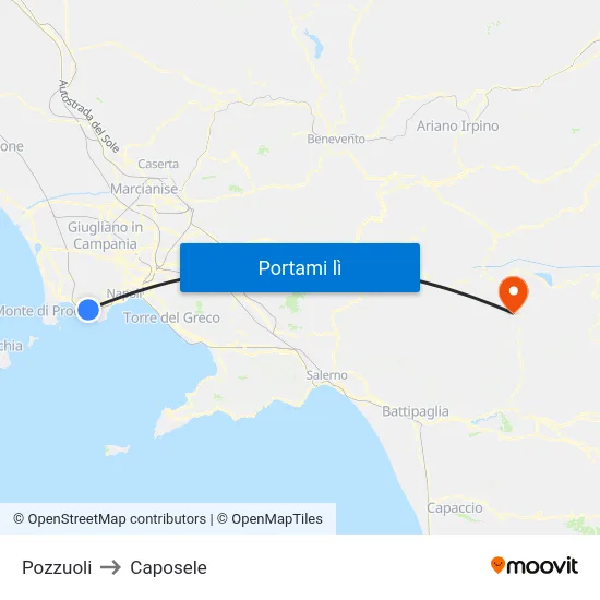 Pozzuoli to Caposele map