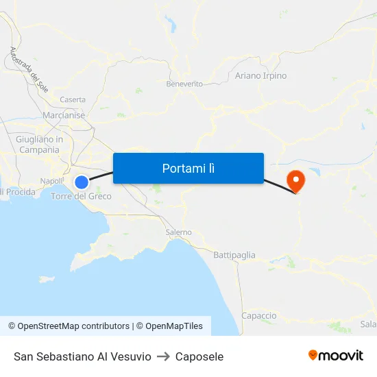 San Sebastiano Al Vesuvio to Caposele map
