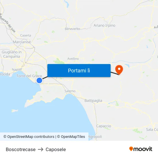 Boscotrecase to Caposele map