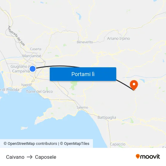 Caivano to Caposele map