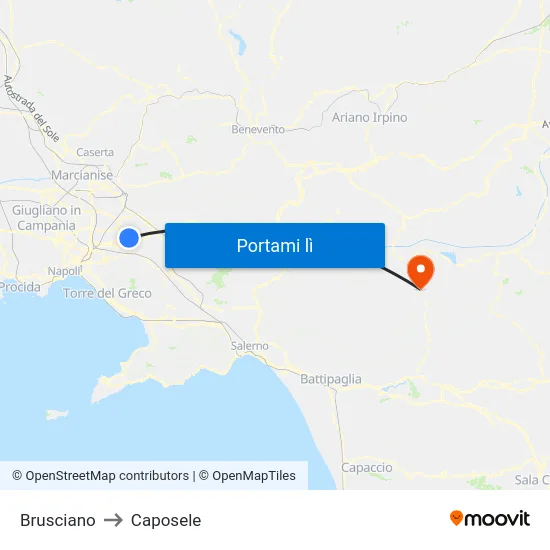 Brusciano to Caposele map