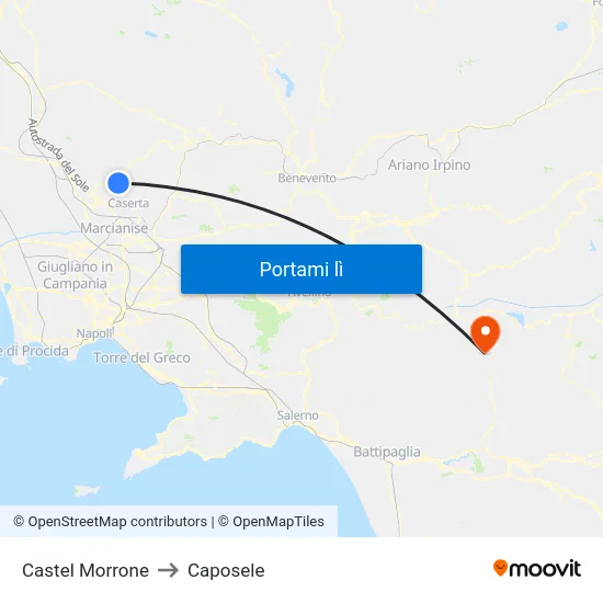Castel Morrone to Caposele map