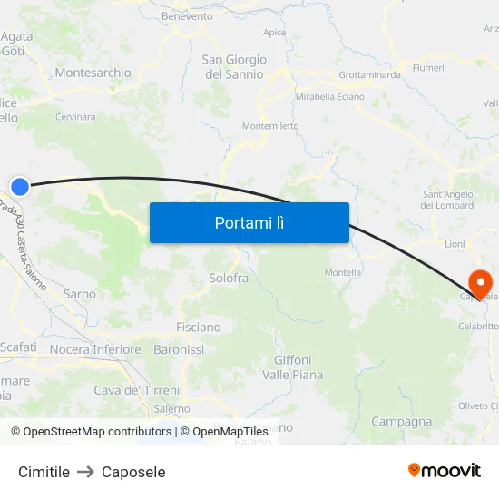 Cimitile to Caposele map