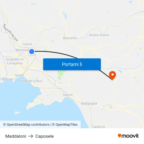 Maddaloni to Caposele map