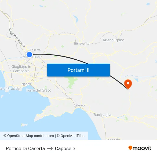 Portico Di Caserta to Caposele map