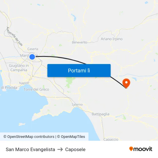 San Marco Evangelista to Caposele map