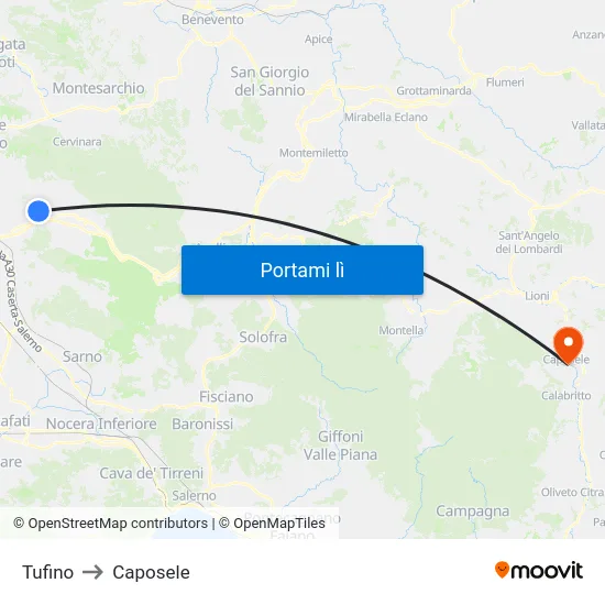 Tufino to Caposele map