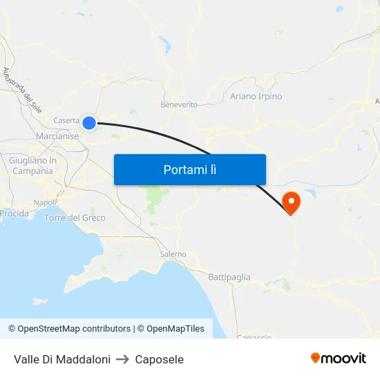 Valle Di Maddaloni to Caposele map