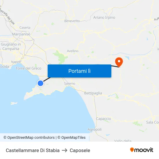 Castellammare Di Stabia to Caposele map