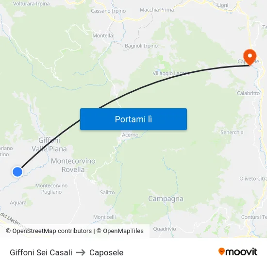 Giffoni Sei Casali to Caposele map