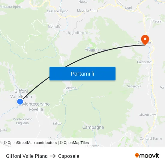 Giffoni Valle Piana to Caposele map