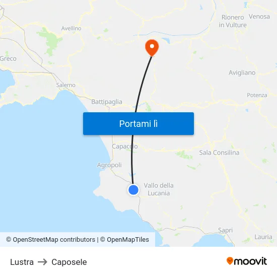 Lustra to Caposele map