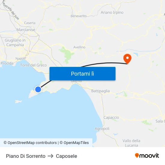 Piano Di Sorrento to Caposele map