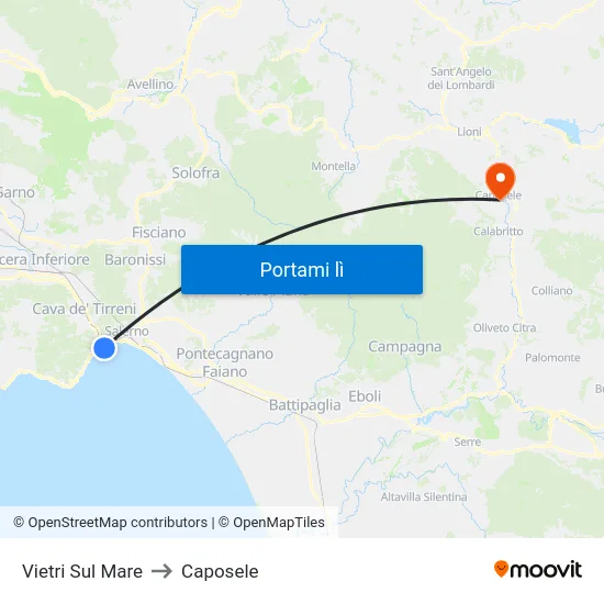 Vietri Sul Mare to Caposele map