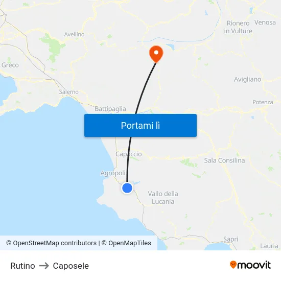 Rutino to Caposele map