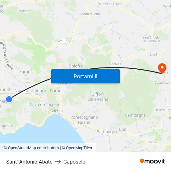 Sant' Antonio Abate to Caposele map