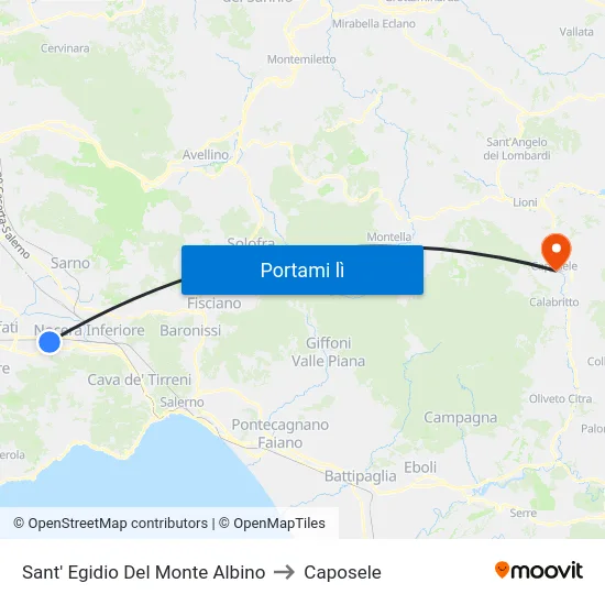 Sant' Egidio Del Monte Albino to Caposele map