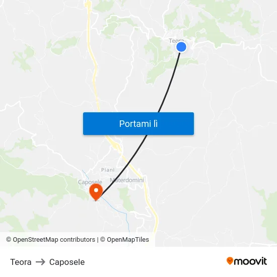 Teora to Caposele map