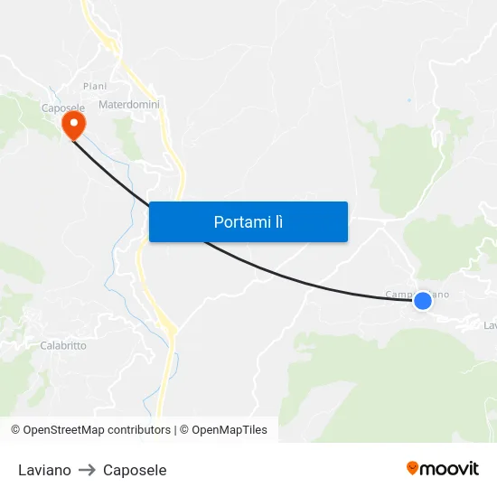 Laviano to Caposele map