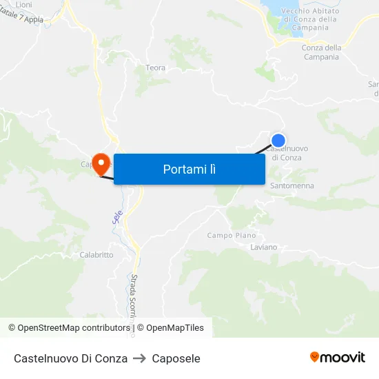 Castelnuovo Di Conza to Caposele map