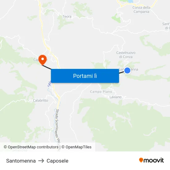 Santomenna to Caposele map