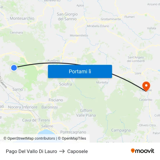 Pago Del Vallo Di Lauro to Caposele map