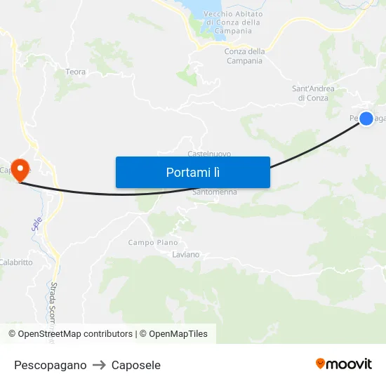 Pescopagano to Caposele map